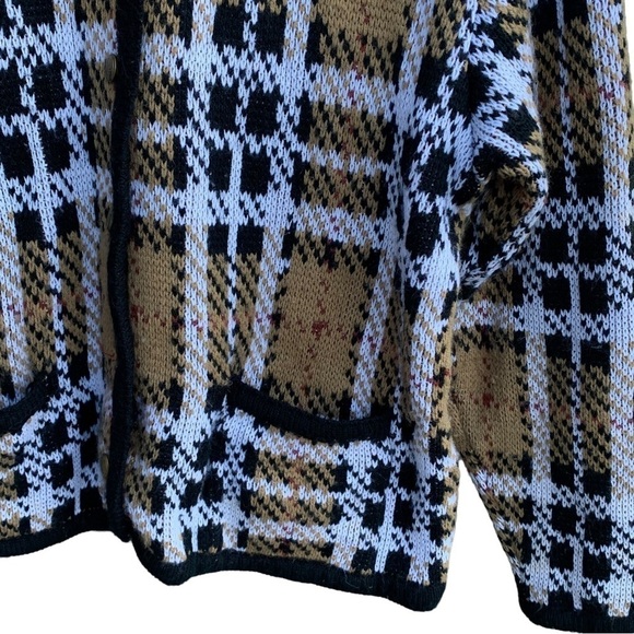 Vintage Plaid Cardigan Sweater Tally-Ho XL - Picture 3 of 6